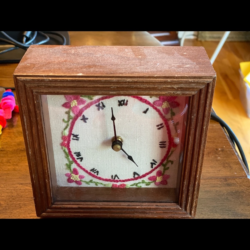 Needlepoint desk clock